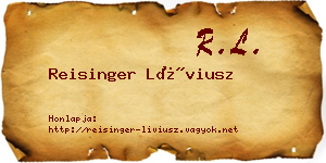 Reisinger Líviusz névjegykártya