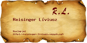 Reisinger Líviusz névjegykártya